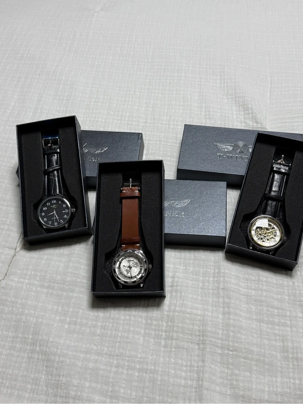 Men's Leather Strap Watch - Black & Brown Options